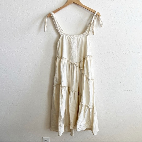 Urban Renewal Made In LA Linen Tie Shoulder Tiered Maxi Dress - Picture 5 of 9